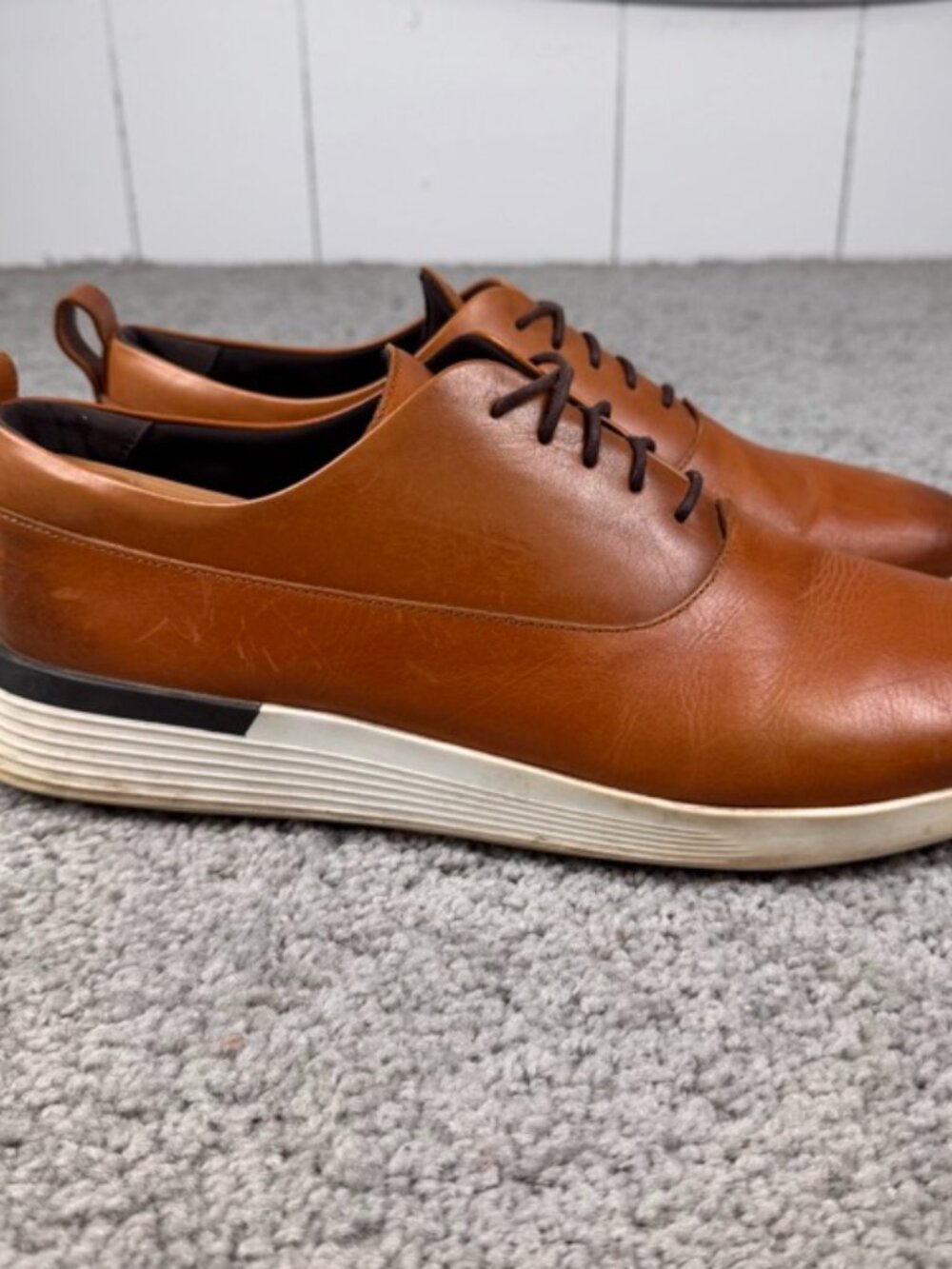 Wolf and Shepherd Brown Crossover Derby Lace Tie Dress Shoes Size US 10 M